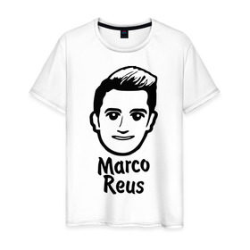Мужская футболка хлопок с принтом Reus в Петрозаводске, 100% хлопок | прямой крой, круглый вырез горловины, длина до линии бедер, слегка спущенное плечо. | германия | голова | лицо | марко | ройс | футбол