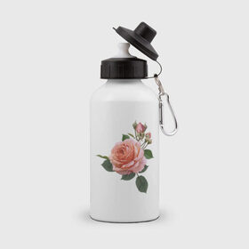 Бутылка спортивная с принтом Розовая роза в Петрозаводске, металл | емкость — 500 мл, в комплекте две пластиковые крышки и карабин для крепления | девушкам | розовая роза | цветок