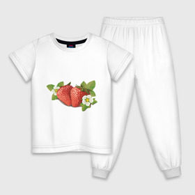 Детская пижама хлопок с принтом Сладкая клубничка в Петрозаводске, 100% хлопок |  брюки и футболка прямого кроя, без карманов, на брюках мягкая резинка на поясе и по низу штанин
 | клубника | фрукты | ягода