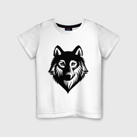 Детская футболка хлопок с принтом Призрачный волк в Петрозаводске, 100% хлопок | круглый вырез горловины, полуприлегающий силуэт, длина до линии бедер | волк | голова волка | животное | призрак