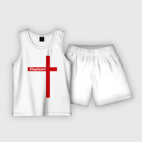 Детская пижама с шортами хлопок с принтом Сборная Англии в Петрозаводске,  |  | england | англия | сборная | флаг | футбол