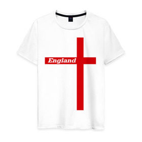 Мужская футболка хлопок с принтом Сборная Англии в Петрозаводске, 100% хлопок | прямой крой, круглый вырез горловины, длина до линии бедер, слегка спущенное плечо. | england | англия | сборная | флаг | футбол