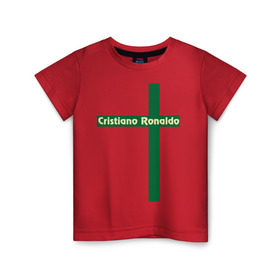 Детская футболка хлопок с принтом Cristiano Ronaldo в Петрозаводске, 100% хлопок | круглый вырез горловины, полуприлегающий силуэт, длина до линии бедер | cristiano | ronaldo | криштиану | мадрид | реал | роналду | сборная | флаг | футбол