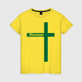 Женская футболка хлопок с принтом Neymar в Петрозаводске, 100% хлопок | прямой крой, круглый вырез горловины, длина до линии бедер, слегка спущенное плечо | бразилия | неймар