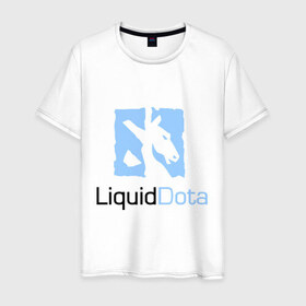 Мужская футболка хлопок с принтом Liquid Dota в Петрозаводске, 100% хлопок | прямой крой, круглый вырез горловины, длина до линии бедер, слегка спущенное плечо. | dota | liquid | logo | дота | логотип