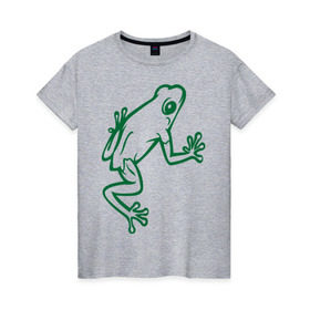 Женская футболка хлопок с принтом Лягушка в Петрозаводске, 100% хлопок | прямой крой, круглый вырез горловины, длина до линии бедер, слегка спущенное плечо | жаба | лягушка