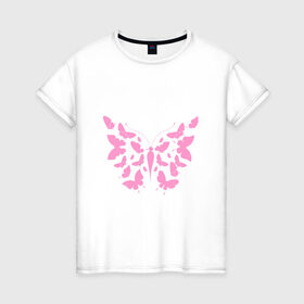 Женская футболка хлопок с принтом Бабочка из бабочек в Петрозаводске, 100% хлопок | прямой крой, круглый вырез горловины, длина до линии бедер, слегка спущенное плечо | 