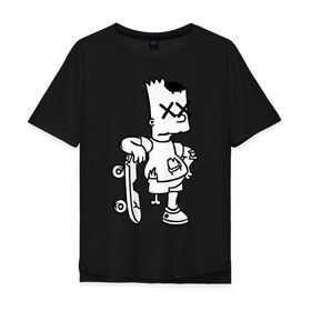 Мужская футболка хлопок Oversize с принтом Bart Simpsons zombie в Петрозаводске, 100% хлопок | свободный крой, круглый ворот, “спинка” длиннее передней части | bart | bart simpsons zombie | кино