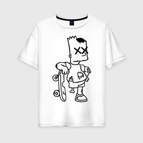 Женская футболка хлопок Oversize с принтом Bart Simpsons zombie в Петрозаводске, 100% хлопок | свободный крой, круглый ворот, спущенный рукав, длина до линии бедер
 | bart | bart simpsons zombie | кино