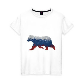 Женская футболка хлопок с принтом Русский медведь в Петрозаводске, 100% хлопок | прямой крой, круглый вырез горловины, длина до линии бедер, слегка спущенное плечо | 