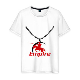 Мужская футболка хлопок с принтом Empire медальон в Петрозаводске, 100% хлопок | прямой крой, круглый вырез горловины, длина до линии бедер, слегка спущенное плечо. | 