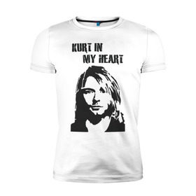 Мужская футболка премиум с принтом Nirvana в Петрозаводске, 92% хлопок, 8% лайкра | приталенный силуэт, круглый вырез ворота, длина до линии бедра, короткий рукав | cobain | kurt | кобейн | курт | нирвана