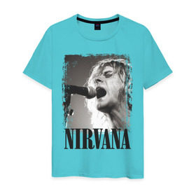 Мужская футболка хлопок с принтом Nirvana в Петрозаводске, 100% хлопок | прямой крой, круглый вырез горловины, длина до линии бедер, слегка спущенное плечо. | cobain | kurt | кобейн | курт | нирвана