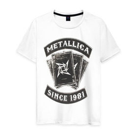 Мужская футболка хлопок с принтом Metallica в Петрозаводске, 100% хлопок | прямой крой, круглый вырез горловины, длина до линии бедер, слегка спущенное плечо. | металлика