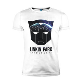 Мужская футболка премиум с принтом Linkin Park в Петрозаводске, 92% хлопок, 8% лайкра | приталенный силуэт, круглый вырез ворота, длина до линии бедра, короткий рукав | iridescent | linkin | park | transformers | автоботы | трансформеры