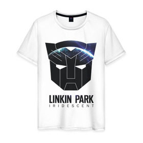 Мужская футболка хлопок с принтом Linkin Park в Петрозаводске, 100% хлопок | прямой крой, круглый вырез горловины, длина до линии бедер, слегка спущенное плечо. | iridescent | linkin | park | transformers | автоботы | трансформеры