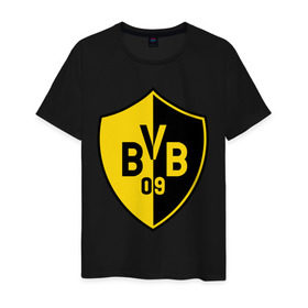 Мужская футболка хлопок с принтом FC Borussia Dortmund Shield в Петрозаводске, 100% хлопок | прямой крой, круглый вырез горловины, длина до линии бедер, слегка спущенное плечо. | borussia | dortmund | fc | football | shield | клуб | фк | футбол
