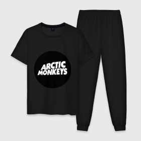 Мужская пижама хлопок с принтом Arctic Monkeys Round в Петрозаводске, 100% хлопок | брюки и футболка прямого кроя, без карманов, на брюках мягкая резинка на поясе и по низу штанин
 | arctic | monkeys | round | круг