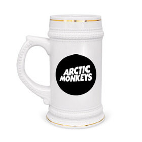 Кружка пивная с принтом Arctic Monkeys Round в Петрозаводске,  керамика (Материал выдерживает высокую температуру, стоит избегать резкого перепада температур) |  объем 630 мл | arctic | monkeys | round | круг