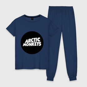 Женская пижама хлопок с принтом Arctic Monkeys Round в Петрозаводске, 100% хлопок | брюки и футболка прямого кроя, без карманов, на брюках мягкая резинка на поясе и по низу штанин | arctic | monkeys | round | круг