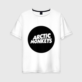 Женская футболка хлопок Oversize с принтом Arctic Monkeys Round в Петрозаводске, 100% хлопок | свободный крой, круглый ворот, спущенный рукав, длина до линии бедер
 | arctic | monkeys | round | круг