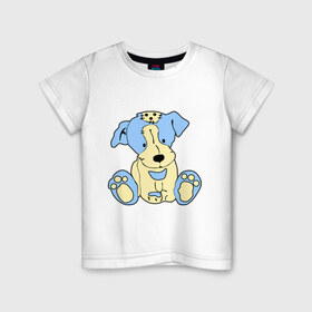 Детская футболка хлопок с принтом Милый пёсик в Петрозаводске, 100% хлопок | круглый вырез горловины, полуприлегающий силуэт, длина до линии бедер | заплатка | игрушка | милый | мягкий | пес