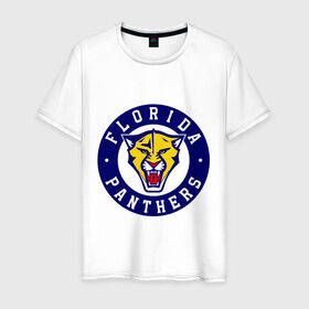 Мужская футболка хлопок с принтом HC Florida Panthers в Петрозаводске, 100% хлопок | прямой крой, круглый вырез горловины, длина до линии бедер, слегка спущенное плечо. | club | florida | hockey | panthers | клуб | хоккей