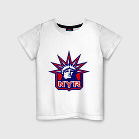 Детская футболка хлопок с принтом HC New York Rangers Emblem в Петрозаводске, 100% хлопок | круглый вырез горловины, полуприлегающий силуэт, длина до линии бедер | club | hockey | new | nyr | rangers | york | клуб | хоккей