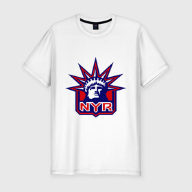 Мужская футболка премиум с принтом HC New York Rangers Emblem в Петрозаводске, 92% хлопок, 8% лайкра | приталенный силуэт, круглый вырез ворота, длина до линии бедра, короткий рукав | club | hockey | new | nyr | rangers | york | клуб | хоккей