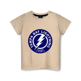Детская футболка хлопок с принтом HC Tampa Bay Lightning в Петрозаводске, 100% хлопок | круглый вырез горловины, полуприлегающий силуэт, длина до линии бедер | bay | club | hockey | lightning | tampa | клуб | хоккей