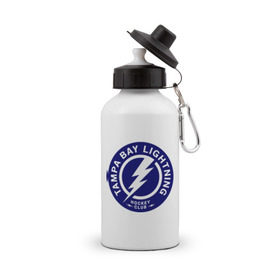 Бутылка спортивная с принтом HC Tampa Bay Lightning в Петрозаводске, металл | емкость — 500 мл, в комплекте две пластиковые крышки и карабин для крепления | Тематика изображения на принте: bay | club | hockey | lightning | tampa | клуб | хоккей