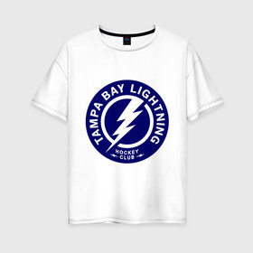 Женская футболка хлопок Oversize с принтом HC Tampa Bay Lightning в Петрозаводске, 100% хлопок | свободный крой, круглый ворот, спущенный рукав, длина до линии бедер
 | bay | club | hockey | lightning | tampa | клуб | хоккей