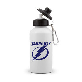 Бутылка спортивная с принтом HC Tampa Bay в Петрозаводске, металл | емкость — 500 мл, в комплекте две пластиковые крышки и карабин для крепления | Тематика изображения на принте: bay | club | hockey | tampa | клуб | хоккей