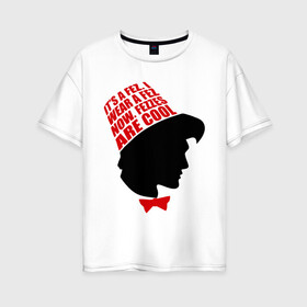 Женская футболка хлопок Oversize с принтом Fezzes в Петрозаводске, 100% хлопок | свободный крой, круглый ворот, спущенный рукав, длина до линии бедер
 | cool | doctor who | fez | доктор | доктор кто | круто | кто | феска