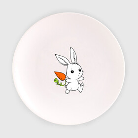 Тарелка с принтом Зайка с морковкой в Петрозаводске, фарфор | диаметр - 210 мм
диаметр для нанесения принта - 120 мм | Тематика изображения на принте: белый | зайка | заяц | кролик | милый | морковь