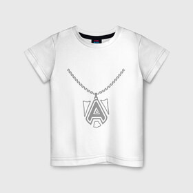 Детская футболка хлопок с принтом Dota 2 Alliance медальон в Петрозаводске, 100% хлопок | круглый вырез горловины, полуприлегающий силуэт, длина до линии бедер | alliance | dota | dota2 | альянс | дота | дота2 | логотип | цепь
