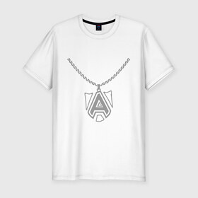 Мужская футболка премиум с принтом Dota 2 Alliance медальон в Петрозаводске, 92% хлопок, 8% лайкра | приталенный силуэт, круглый вырез ворота, длина до линии бедра, короткий рукав | alliance | dota | dota2 | альянс | дота | дота2 | логотип | цепь