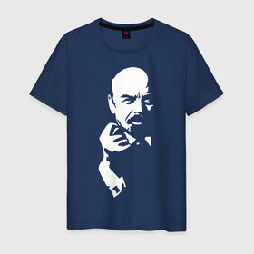 Мужская футболка хлопок с принтом Ленин в Петрозаводске, 100% хлопок | прямой крой, круглый вырез горловины, длина до линии бедер, слегка спущенное плечо. | большевик | дуля | ильич | коммунизм | ленин | ретро | ссср | фига | шиш