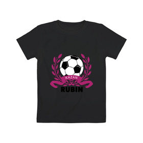 Детская футболка хлопок с принтом ФК Рубин в Петрозаводске, 100% хлопок | круглый вырез горловины, полуприлегающий силуэт, длина до линии бедер | rubin | венок | казань | мяч | рубин | спорт | фк | футбол | футбольный клуб