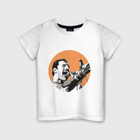Детская футболка хлопок с принтом Show must go on в Петрозаводске, 100% хлопок | круглый вырез горловины, полуприлегающий силуэт, длина до линии бедер | queen | меломанам | музыка | рок | фрэдди меркьюри