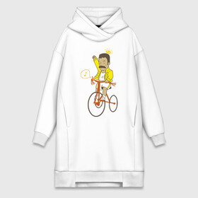 Платье-худи хлопок с принтом Фредди на велосипеде в Петрозаводске,  |  | queen | велосипед | меломанам | музыка | прикол | рок | фрэдди меркьюри
