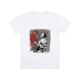 Детская футболка хлопок с принтом Фредди в Петрозаводске, 100% хлопок | круглый вырез горловины, полуприлегающий силуэт, длина до линии бедер | queen | меломанам | музыка | рок | фрэдди меркьюри