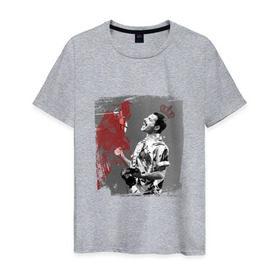 Мужская футболка хлопок с принтом Фредди в Петрозаводске, 100% хлопок | прямой крой, круглый вырез горловины, длина до линии бедер, слегка спущенное плечо. | queen | меломанам | музыка | рок | фрэдди меркьюри