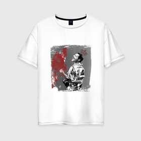 Женская футболка хлопок Oversize с принтом Фредди в Петрозаводске, 100% хлопок | свободный крой, круглый ворот, спущенный рукав, длина до линии бедер
 | queen | меломанам | музыка | рок | фрэдди меркьюри