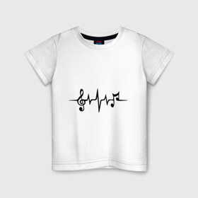 Детская футболка хлопок с принтом heartbeatmusic в Петрозаводске, 100% хлопок | круглый вырез горловины, полуприлегающий силуэт, длина до линии бедер | music | музыка | нота
