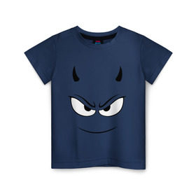 Детская футболка хлопок с принтом Чертёнок в Петрозаводске, 100% хлопок | круглый вырез горловины, полуприлегающий силуэт, длина до линии бедер | дьявол | рога | рожица | смайл | черт | чертенок