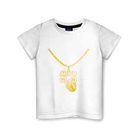 Детская футболка хлопок с принтом Aries овен в Петрозаводске, 100% хлопок | круглый вырез горловины, полуприлегающий силуэт, длина до линии бедер | 