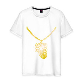 Мужская футболка хлопок с принтом Aries овен в Петрозаводске, 100% хлопок | прямой крой, круглый вырез горловины, длина до линии бедер, слегка спущенное плечо. | 