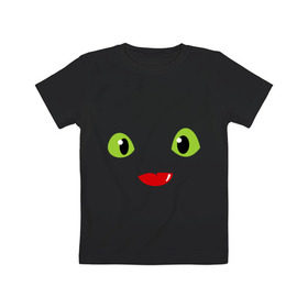 Детская футболка хлопок с принтом Toothless Dragon в Петрозаводске, 100% хлопок | круглый вырез горловины, полуприлегающий силуэт, длина до линии бедер | dragon | toothless | train | беззубик | дракон | как приручить дракона
