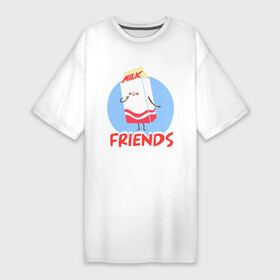 Платье-футболка хлопок с принтом Молоко в Петрозаводске,  |  | best friends forever | друзья | лучшие | молоко | печенье | подарки | подруге. друг
